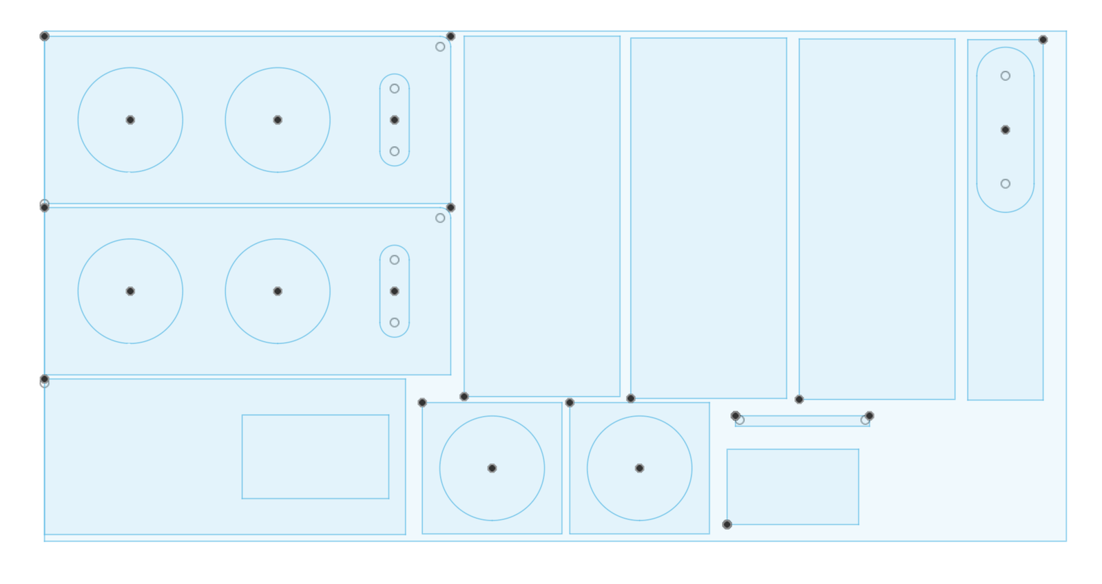 DXF cut file with all panels nested onto one plywood sheet