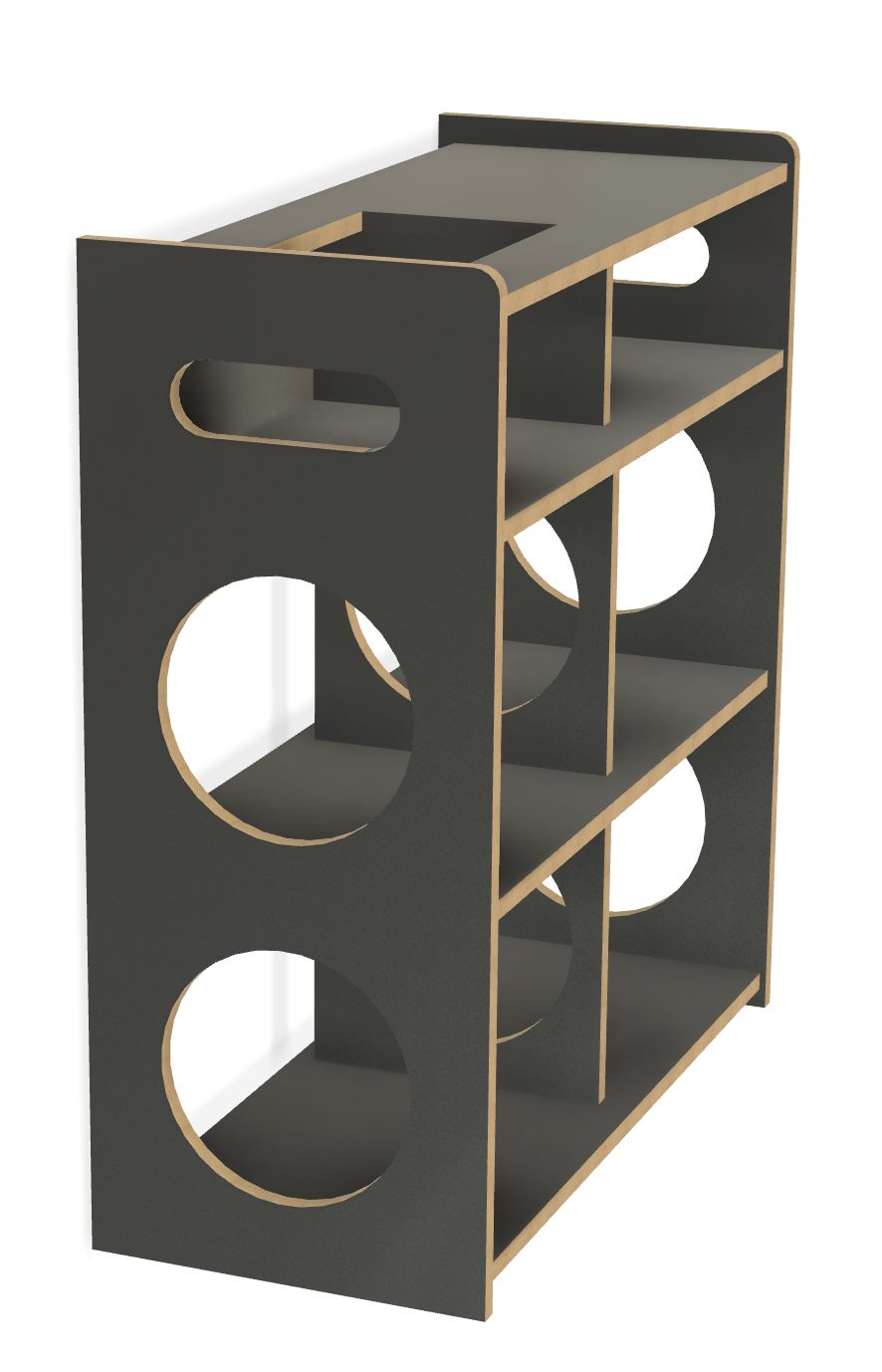 3D solid model of the record stand in Fusion 360